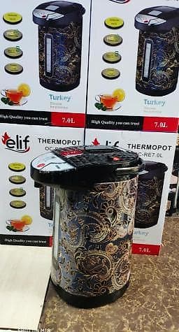 termopot: Samovar termopot Elif 7.0 litr turk istehsali isiq sonduyu halda — 3