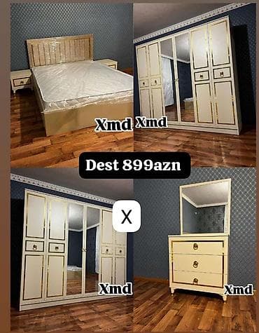 Yataq otağı mebel dəsti – 899 AZN Klassik-stil krem və qızılı detallı — 1
