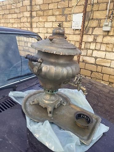 antikvar samovar: Antik samovar – bürüncdən, klassik “gövdəsi qabarlı” formalı — 2