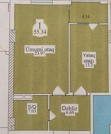 basavik satisi: 2 otaqlı, Yeni tikili, 55 kv. m — 2