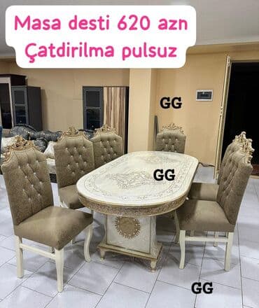 Qonaq otağı üçün, Yeni, Açılmayan, Oval masa, 6 stul — 1
