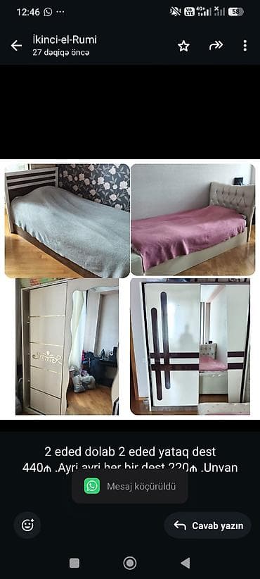 2 eded dolab 2 eded yataq dest 440₼ .Ayri ayri her bir dest 220₼