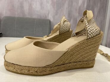 женские кроссовки на танкетке: YENIDIR. Bej rəngli qadın espadril sandal – platformalı və künc — 4