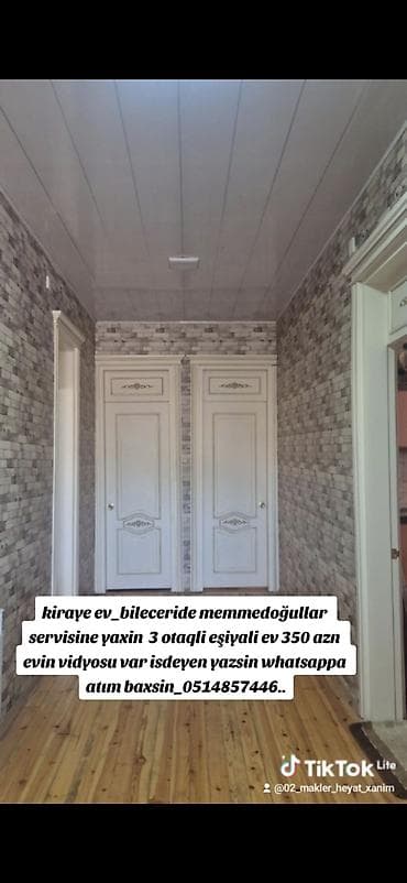 kira: 60 kv. m, 3 otaqlı, İnternet, Telefon, Qaz — 1