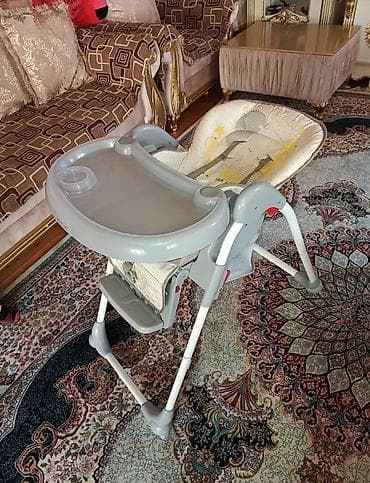 Uşaq yemək stulu - Rəng: boz-ağ tonlarda - Yumşaq arxalıq və — 2