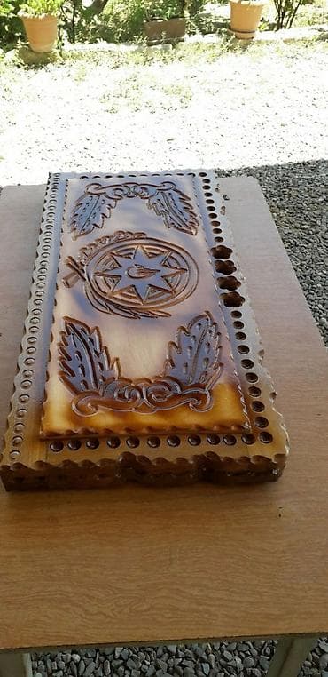 kamp çadiri: Taxta oyma nərd dəsti - Material: tam ağacdan (qatı, cilalanmış), əl — 2