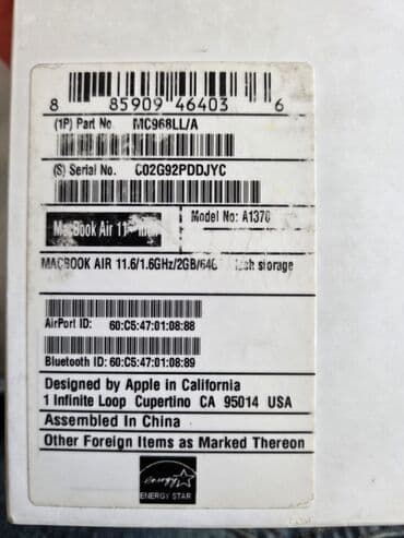 жёсткий диск новый: İşlənmiş Apple MacBook, 11.6 ", Intel Core i5, 128 GB, Ünvandan götürmə, Pulsuz çatdırılma — 3