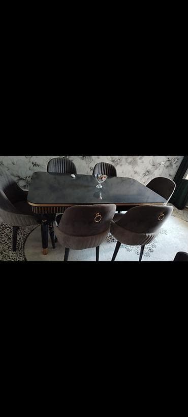 Qonaq otağı üçün, İşlənmiş, Dördbucaq masa, 6 stul — 1