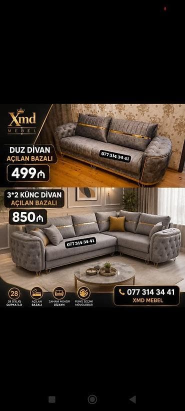 divan acilan: XMD Mebel – Açılan bazalı divanlar - Düz divan, açılan bazalı – 499₼ — 1