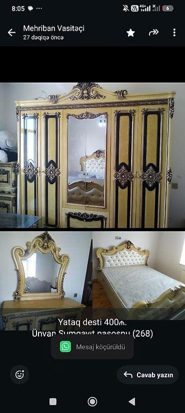 sumqayit salon: Yataq desti 400₼.
Ünvan Sumqayıt nasosnu.(268)
Mehi Ⓜ️ — 1