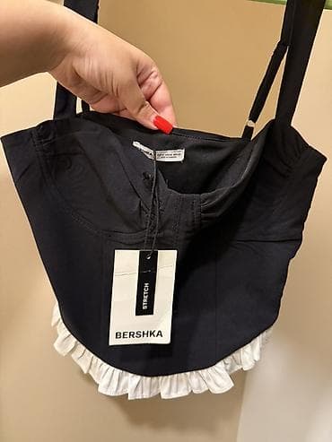 Bershka qadın topu - Model: qara korset tipli top - Rəng: qara, aşağı — 3