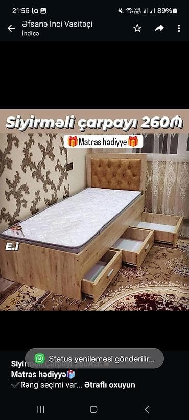 islenmis matras: *Siyirmeli Çarpayı 260Azn💥* *Matras hədiyyə🎁* ✔️Rəng seçimi var Ölçü — 1