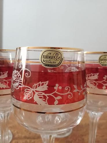 bagima qablar: Qədəhlər, rəng - Qırmızı, Şüşə, 6 ədədli dəst, Çexiya — 2