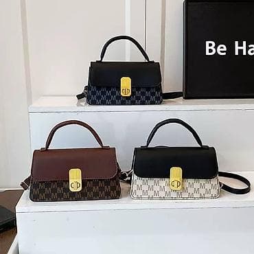mona torba: M hərfli monoqram dizaynlı qadın çantası - Model: Top-handle flap — 1