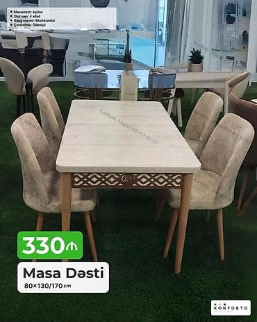 kohnə stul: Masa Dəsti – 80×130/170 sm - Mexanizm: Açılan (130 sm-dən 170 sm-ə — 1
