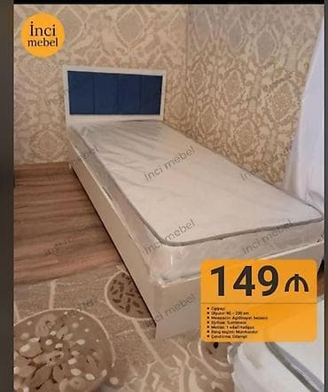 Ev üçün mebel: Yeni, Təknəfərlik çarpayı, Bazasız, Matras ilə, Siyirməsiz, Azərbaycan — 1