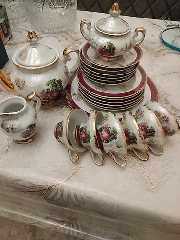rəsim dəsti: Çay dəsti, rəng - Ağ, Farfor, 6 nəfərlik, Polşa — 2
