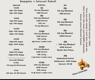 bakcell ayliq danisiq ve internet paketleri: Nömrə: ( 051 ) ( 512400157 ), Yeni — 1