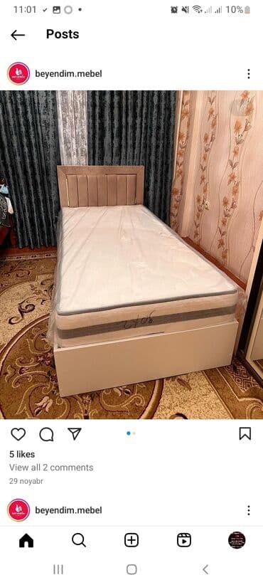 işlənmiş çarpayı: Yeni, Təknəfərlik çarpayı, Bazasız, Matras ilə, Siyirməsiz, Azərbaycan — 2