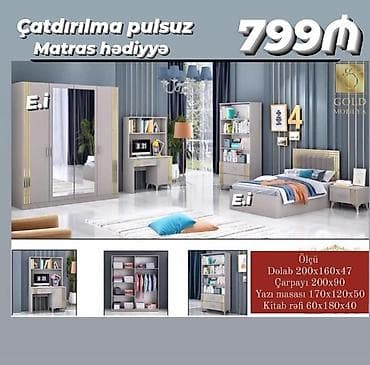 Oğlan və qız üçün, Yeni, 2 təknəfərlik çarpayı, Dolab, Termo, Yazı masası