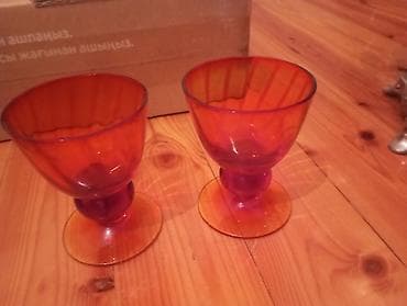 duz qablari: Qədəhlər, rəng - Qırmızı, Bərkidilmiş şüşə, 2 ədədli dəst, 200 ml, Türkiyə — 1