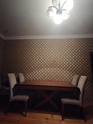 ustol ustul: Qonaq otağı üçün, İşlənmiş, Açılan, Kvadrat masa, 6 stul — 1