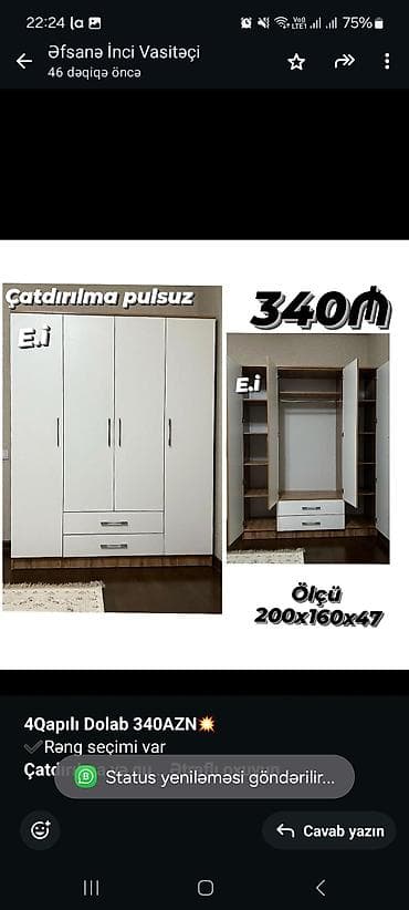 Мебель на заказ: *4Qapılı Dolab 340AZN💥* ✔️Rəng seçimi var *Çatdırılma və — 1
