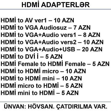komputer setup: Adapterlər/Konverterlər (Çeviricilər) 📍Ünvan: Bakı şəh, Suraxanı ray — 8