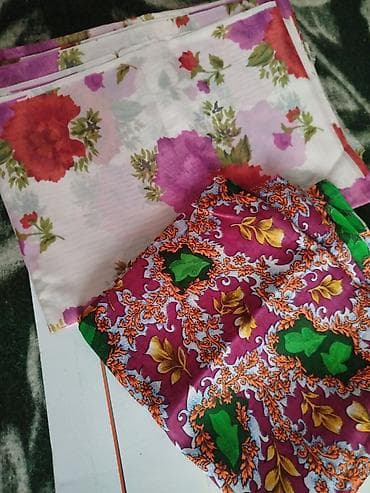 ucuz parcalar: Satin və şifon (Hindistan istehsalı) - Dəst: 2 fərqli print. - — 1