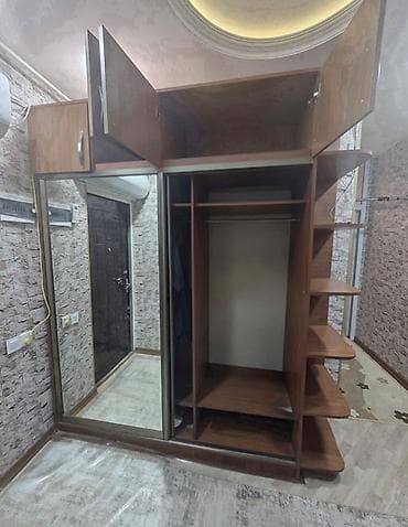 dehliz dolabi: 2 qapılı, Güzgülü, Qəhvəyi, Digər material, Kupe, Künc dolab — 2