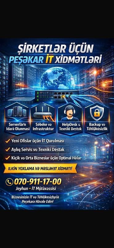 Ноутбуки: 💼 Şirkətlər üçün Peşəkar İT Xidmətləri 🔹 Serverlərin qurulması və — 1