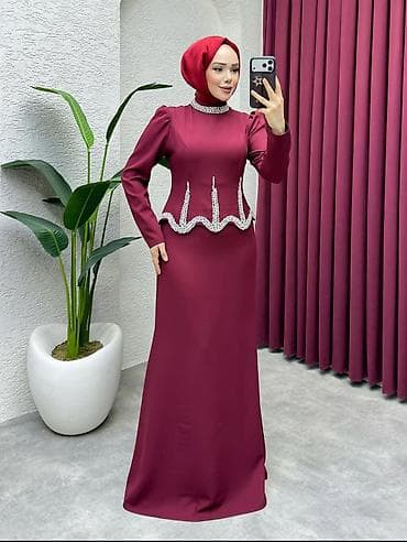 Şəxsi əşyalar: Zərif detallı, uzun qollu maxi ziyafət donu – hicab tərzinə uyğun — 1