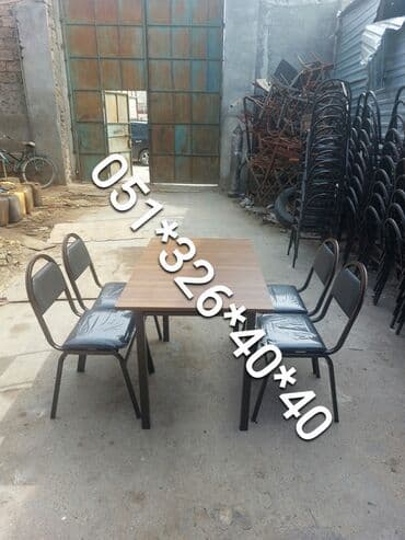 Masa və oturacaq dəstləri: Qonaq otağı üçün, Yeni, Açılan, Dördbucaq masa, 2 stul — 7