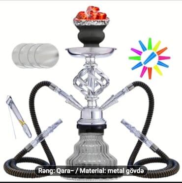 египетский чай. для похудения натуральный средства: İki şlanqlı nərgilə dəsti - Material: metal gövdə, şüşə kolba - Rəng — 1
