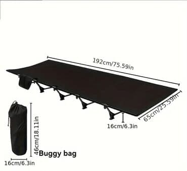 işlənmiş mebilər: Qara rəngli qatlana bilən düşərgə yatağı açıq havada istifadə üçün — 1