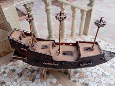 10 cent kaç manat: Taxta maket gəmi – 17-ci əsr tipli üç dirəkli yelkənli kalyon - — 4