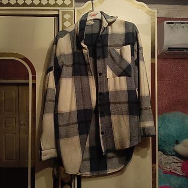 Qışlıq qalın köynək – damalı dizayn - Model: düyməli, uzunqol