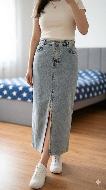 whey protein isolate: Denim midi yubka M ölçü — 1