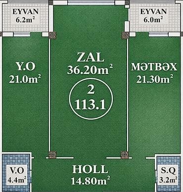 2 otaq ev: 2 otaqlı, Yeni tikili, m. Nəriman Nərimanov, 113 kv. m — 3