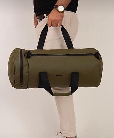 oğlan üçün çanta: Outdoor canta rengi tund yasil silindir formasinda hem qiz hem oglan — 1