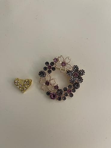 Бижутерия: Bəzək üçün iki sancaqlı broş seti - Dairəvi çiçək motivli broş — 1