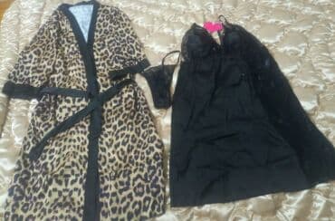 Qadın gecə dəsti - 3 hissədən ibarət: leopard naxışlı xalat