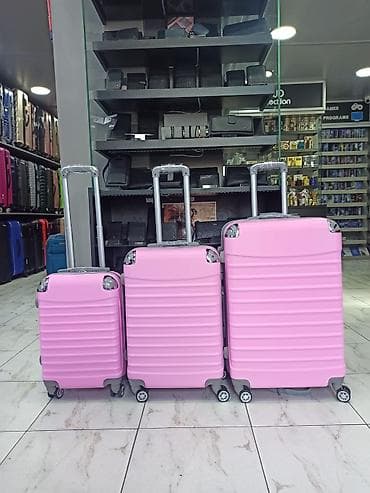 Çamadanlar: 3-lü sərt çamadan dəsti – açıq çəhrayı rəng - Ölçülər: kiçik, orta və — 1