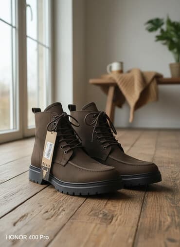 qış ayaqqabıları kişi: Məhsul: Kişi üçün bağlamalı payız-qış botları - Rəng: Tünd qəhvəyi - — 1