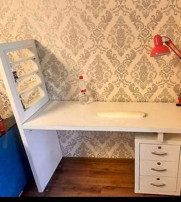 perla yazı masası: Ağ rəngdə manikür masası, şişməsi yoxdur real alıcıya endirim olacaq — 2