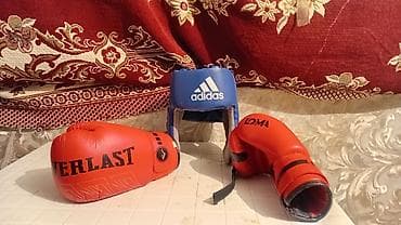 Boks avadanlığı seti - Qırmızı rəngli Everlast boks əlcəkləri (cüt)
