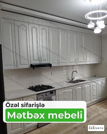 Özəl sifarişlə hazırlanmış mətbəx mebeli - Klassik üslubda, ağ rəngli — 1