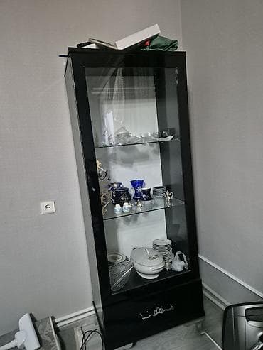 Оборудование для магазинов: Məhsul: Şüşə vitrin dolabı dəsti - Rəng: Qara karkas, şəffaf şüşə ön — 2