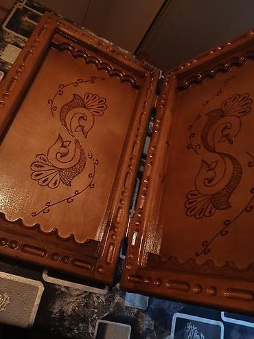 Спортивные игры: Məhsul: Taxta nərd dəsti (qapaqlı, oyma naxışlı) - Material: Bərk — 2