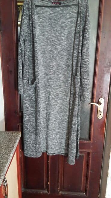 Cinslər: Boz rəngli uzun kardiqan - Model: Açıq önlü, düyməsiz uzun kardiqan - — 1